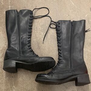 Martino genuine leather Black Lace-Up Women's block heel Boots whimsygoth goth